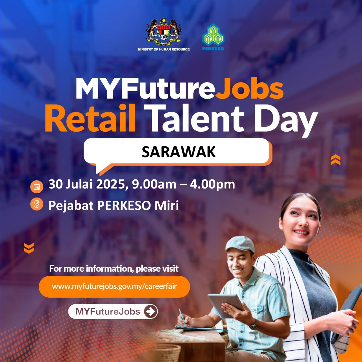 TEMU DUGA MYFUTUREJOBS SEKTOR PERUNCITAN ANJURAN PEJABAT PERKESO MIRI