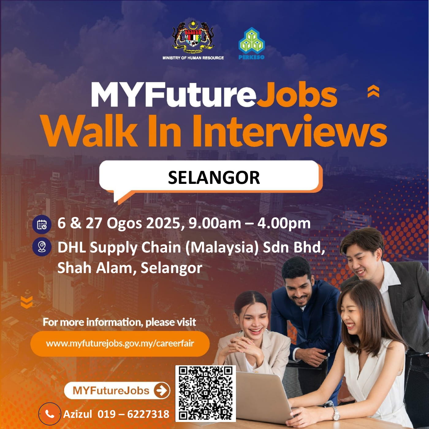 MYFUTUREJOBS WALK-IN INTERVIEW ANJURAN PEJABAT PERKESO RAWANG