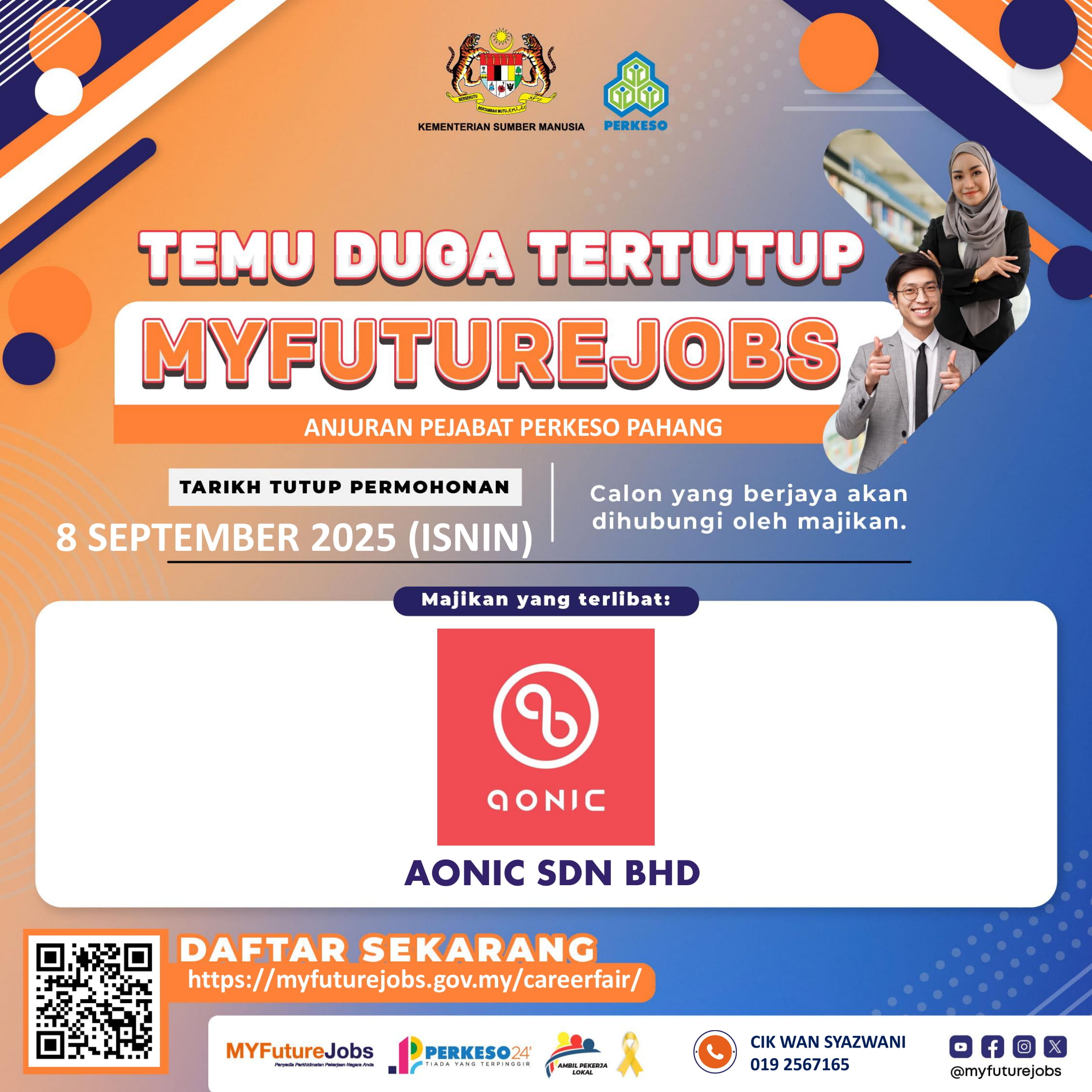 TEMU DUGA TERTUTUP MYFUTUREJOBS DENGAN KERJASAMA AONIC SDN BHD