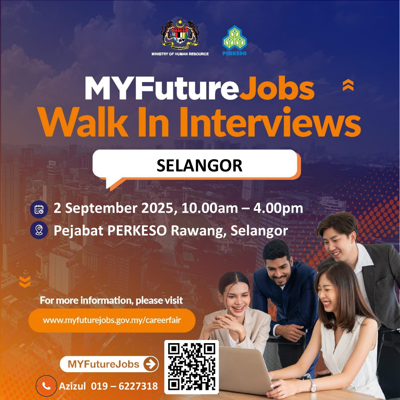 MYFUTUREJOBS WALK-IN INTERVIEW ANJURAN PEJABAT PERKESO RAWANG