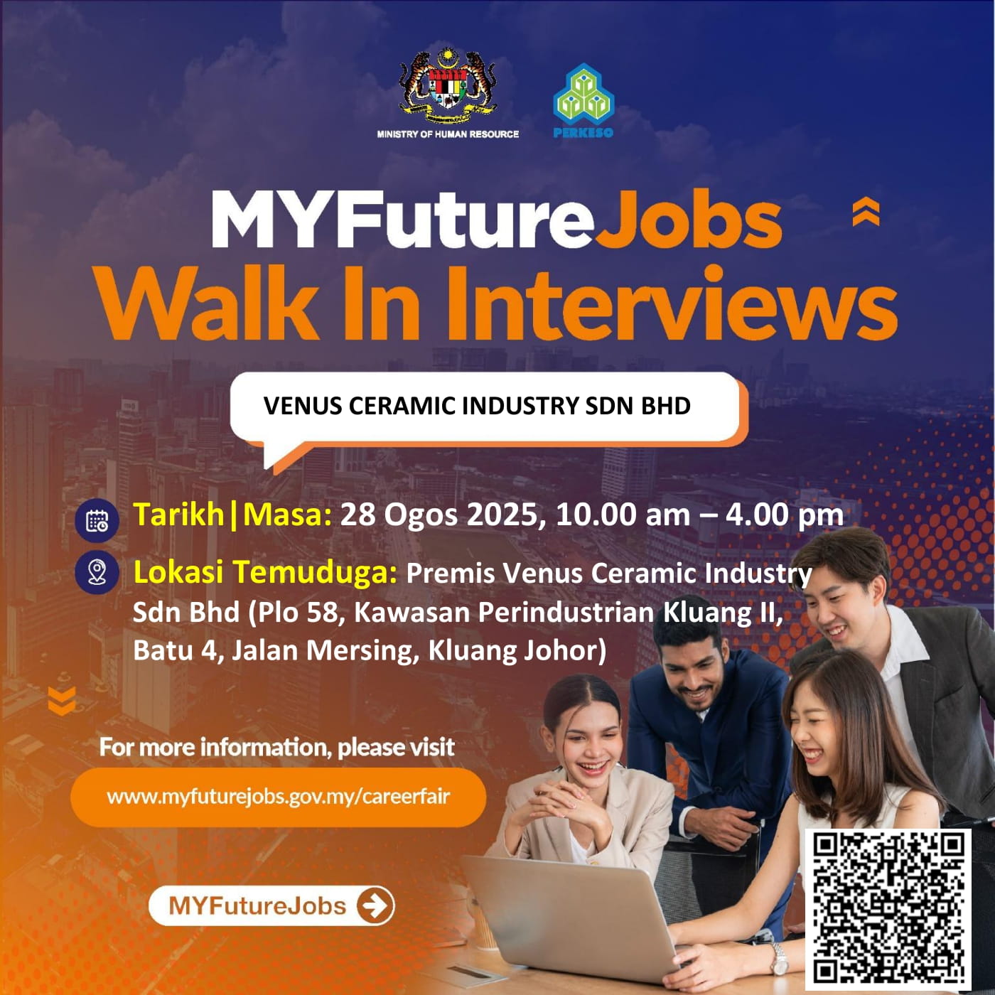 HEBAHAN MYFUTUREJOBS WALK IN INTERVIEW VENUS CERAMIC INDUSTRY SDN BHD