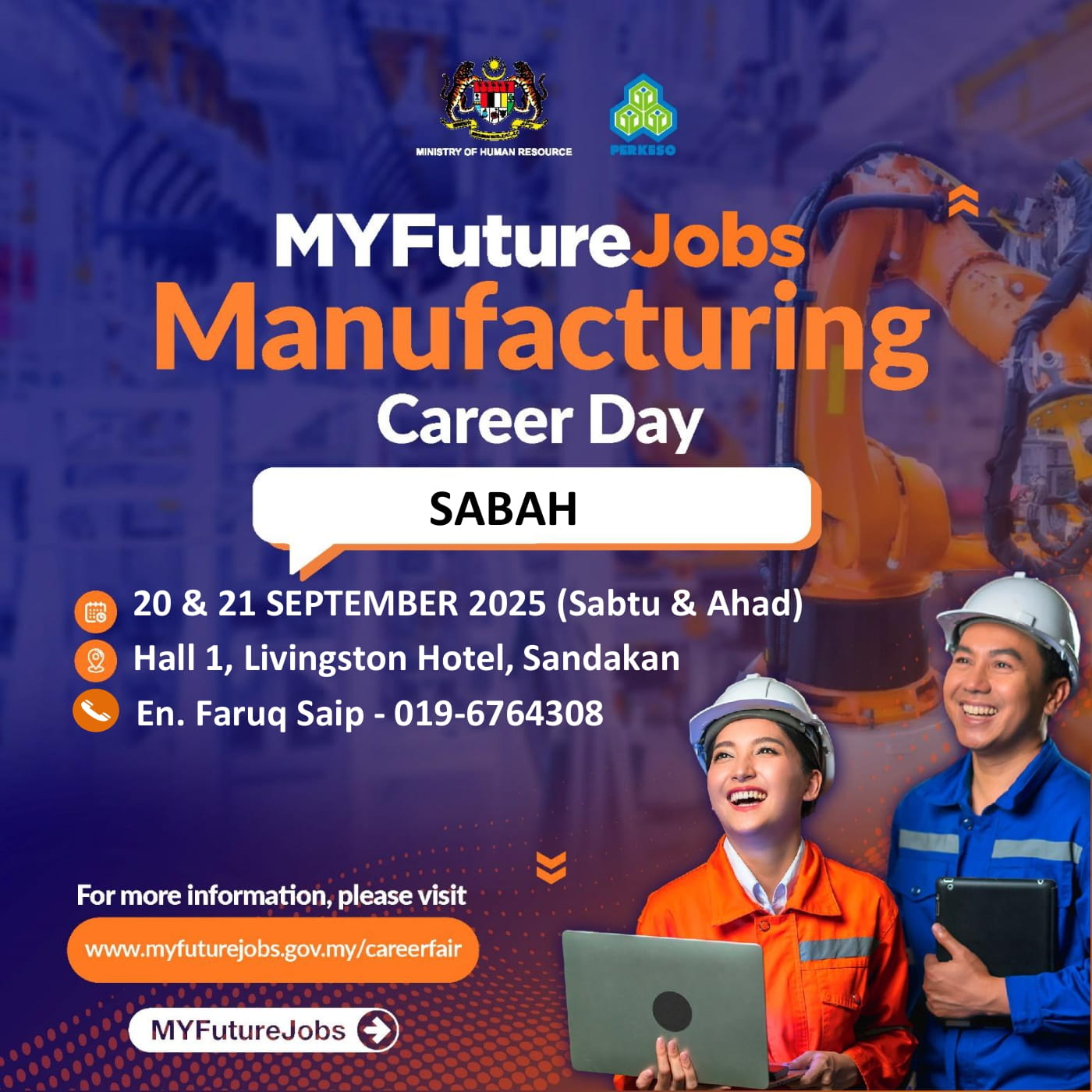 TEMUDUGA MYFUTUREJOBS SEKTOR PERINDUSTRIAN ANJURAN PERKESO SANDAKAN BERSAMA SYARIKAT WIWYNN TECHNOLOGY SERVICE MALAYSIA