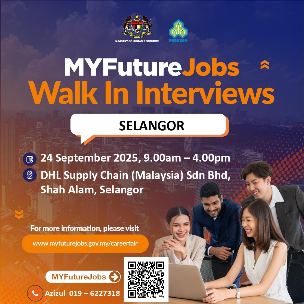 MYFUTUREJOBS WALK-IN INTERVIEW ANJURAN PEJABAT PERKESO RAWANG