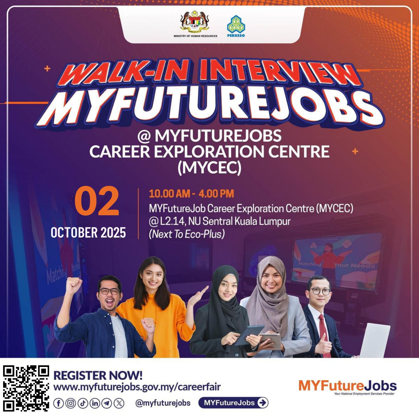 WALK-IN INTERVIEW MYFUTUREJOBS @ MYFUTUREJOBS CAREER EXPLORATION CENTRE (MYCEC)