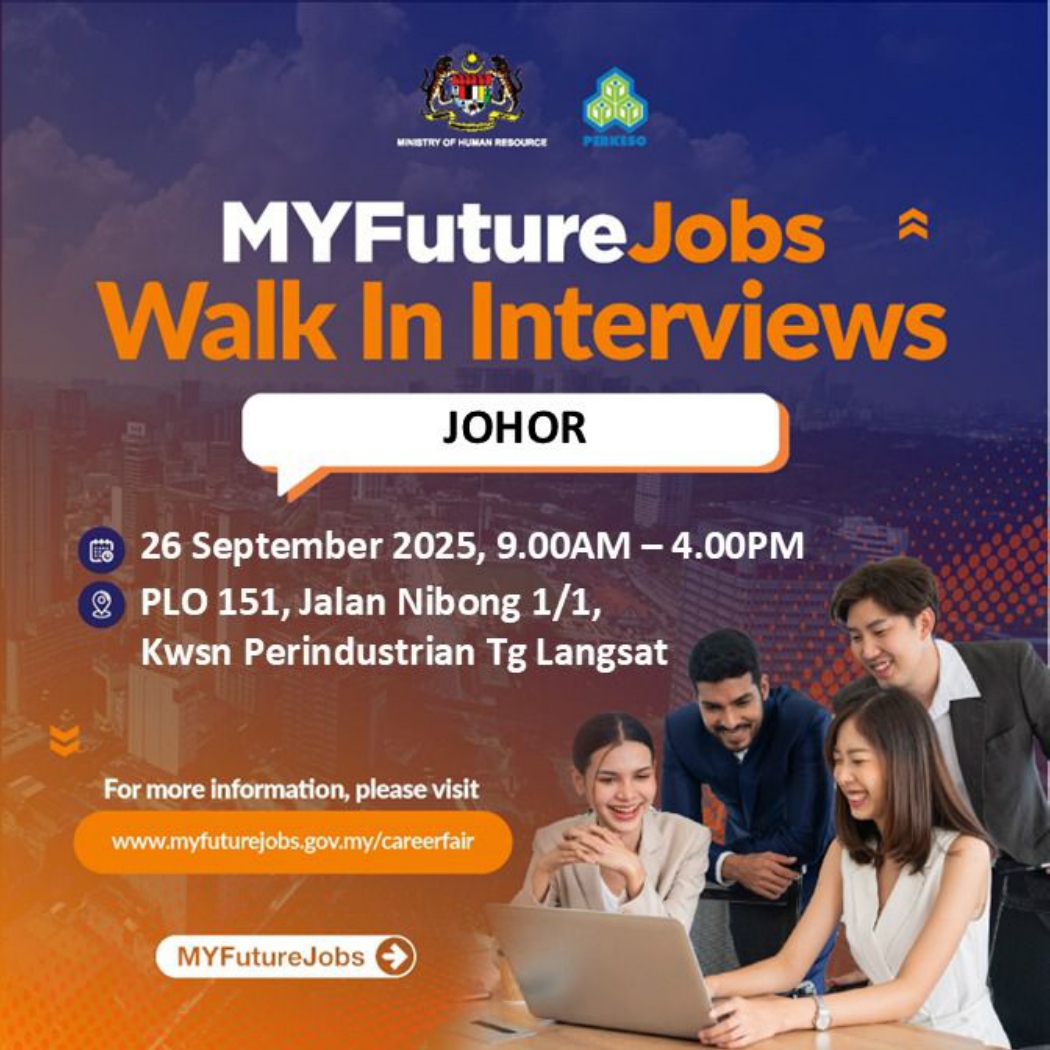 MYFUTUREJOBS WALK IN INTERVIEW ANJURAN PERKESO NEGERI JOHOR