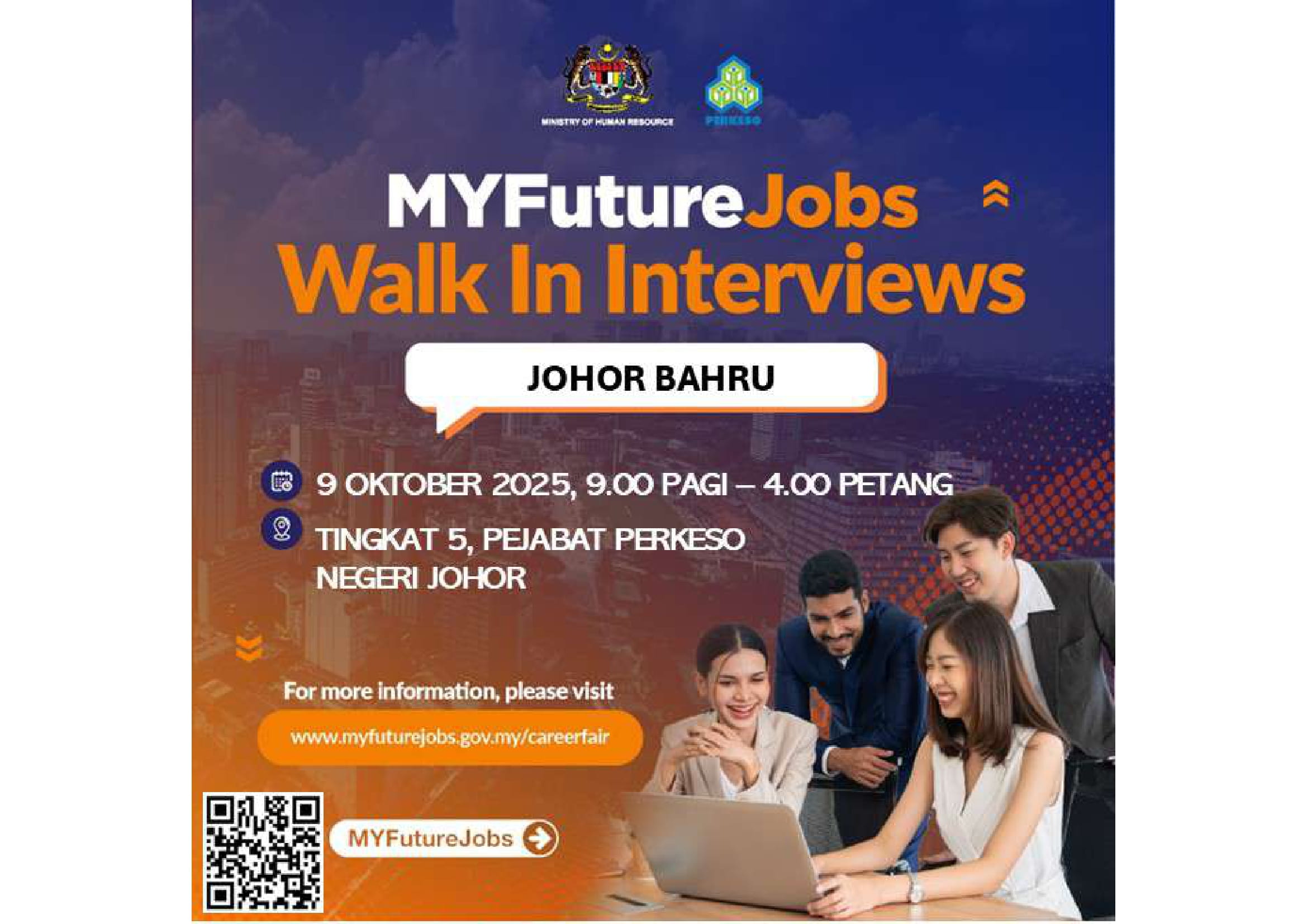 MYFUTUREJOBS WALK IN INTERVIEWS ANJURAN PERKESO JOHOR