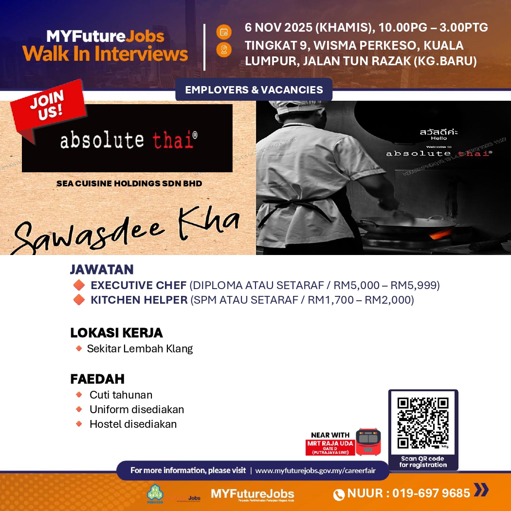 Temu duga Terbuka MYFutureJobs Kuala Lumpur X ABSOLUTE THAI, 6 November 2025!