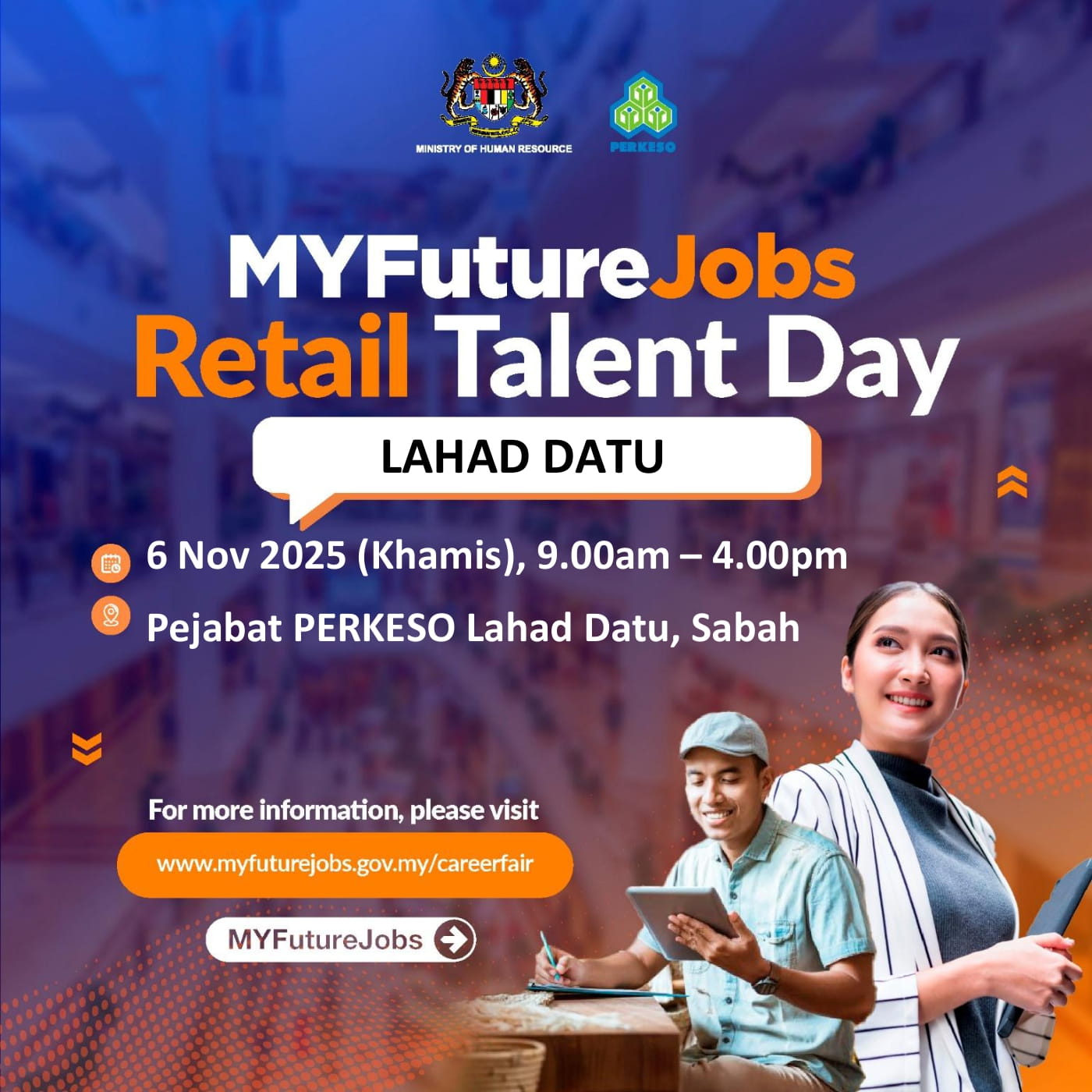 TEMUDUGA TERBUKA MYFUTUREJOBS RETAIL TALENT DAY ANJURAN PERKESO LAHAD DATU BERSAMA MAJIKAN ECO FRESH COLD STORAGE SDN BHD