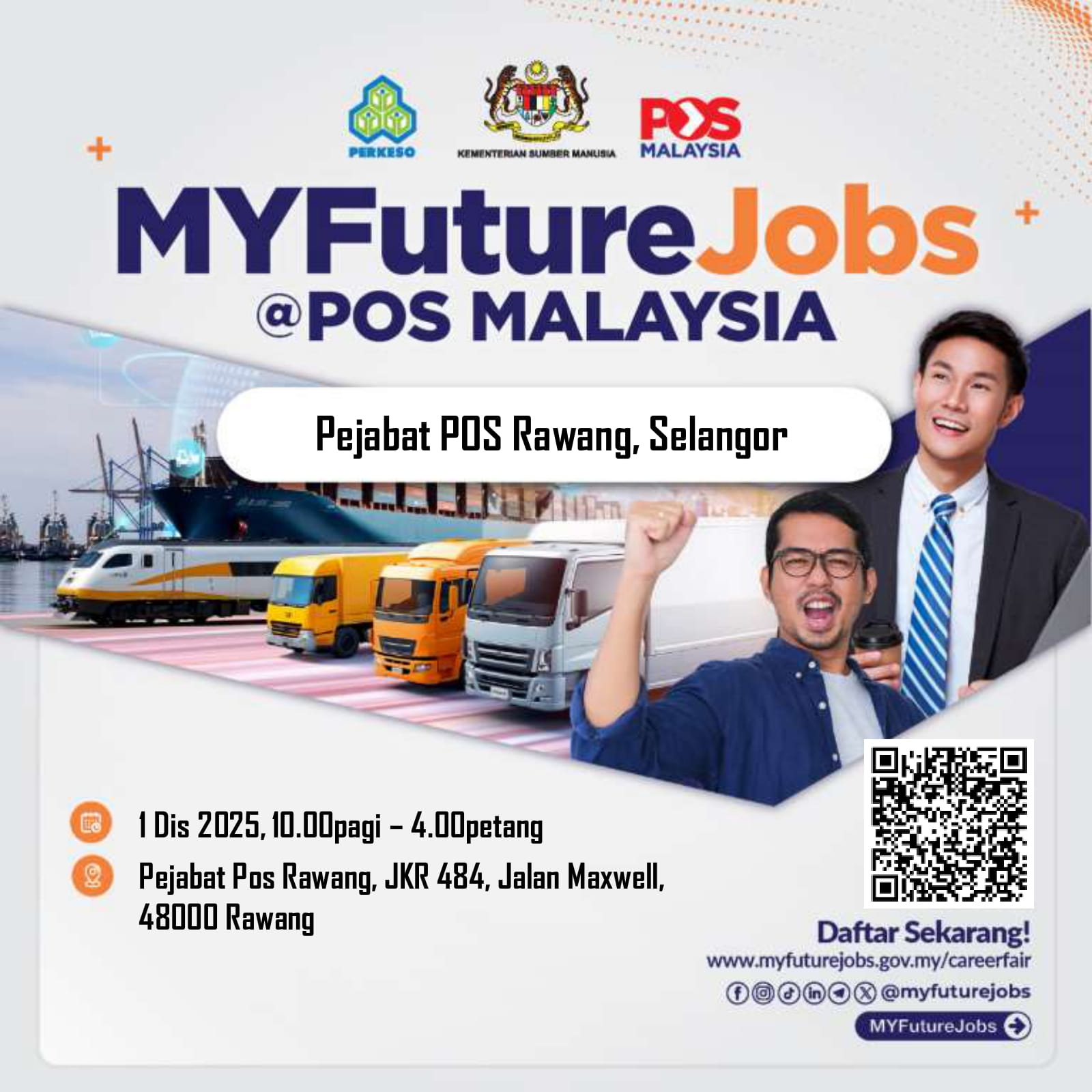 TEMU DUGA MYFUTUREJOBS @POS MALAYSIA RAWANG PADA 1 DISEMBER 2025