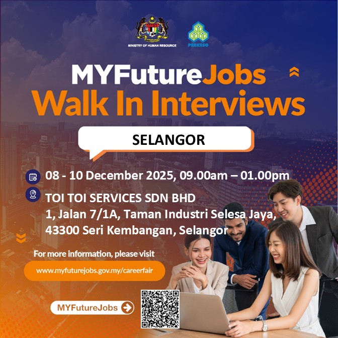 TEMU DUGA TERBUKA MYFUTUREJOBS WALK IN INTERVIEW BERSAMA TOI TOI SERVICES SDN BHD