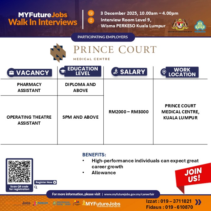 PRINCE COURT MEDICAL CENTRE – MYFUTUREJOBS WALK IN INTERVIEW