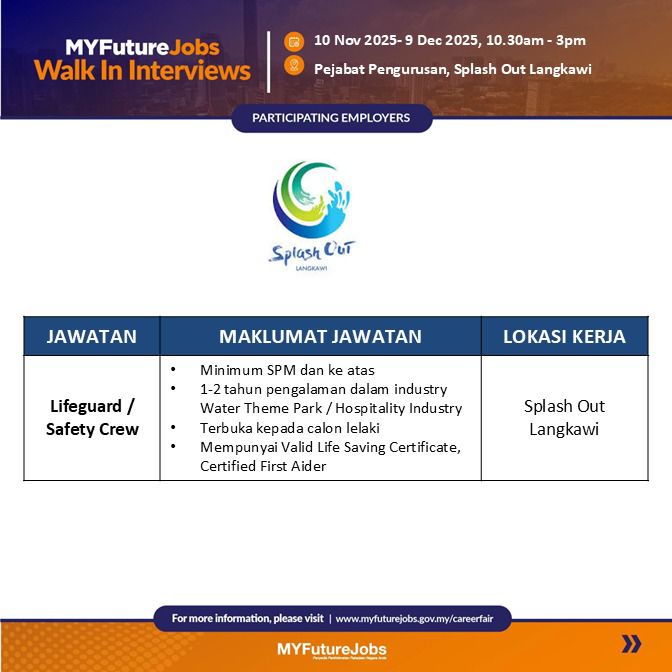 MYFUTUREJOBS WALK IN INTERVIEW ANJURAN PEJABAT PERKESO LANGKAWI