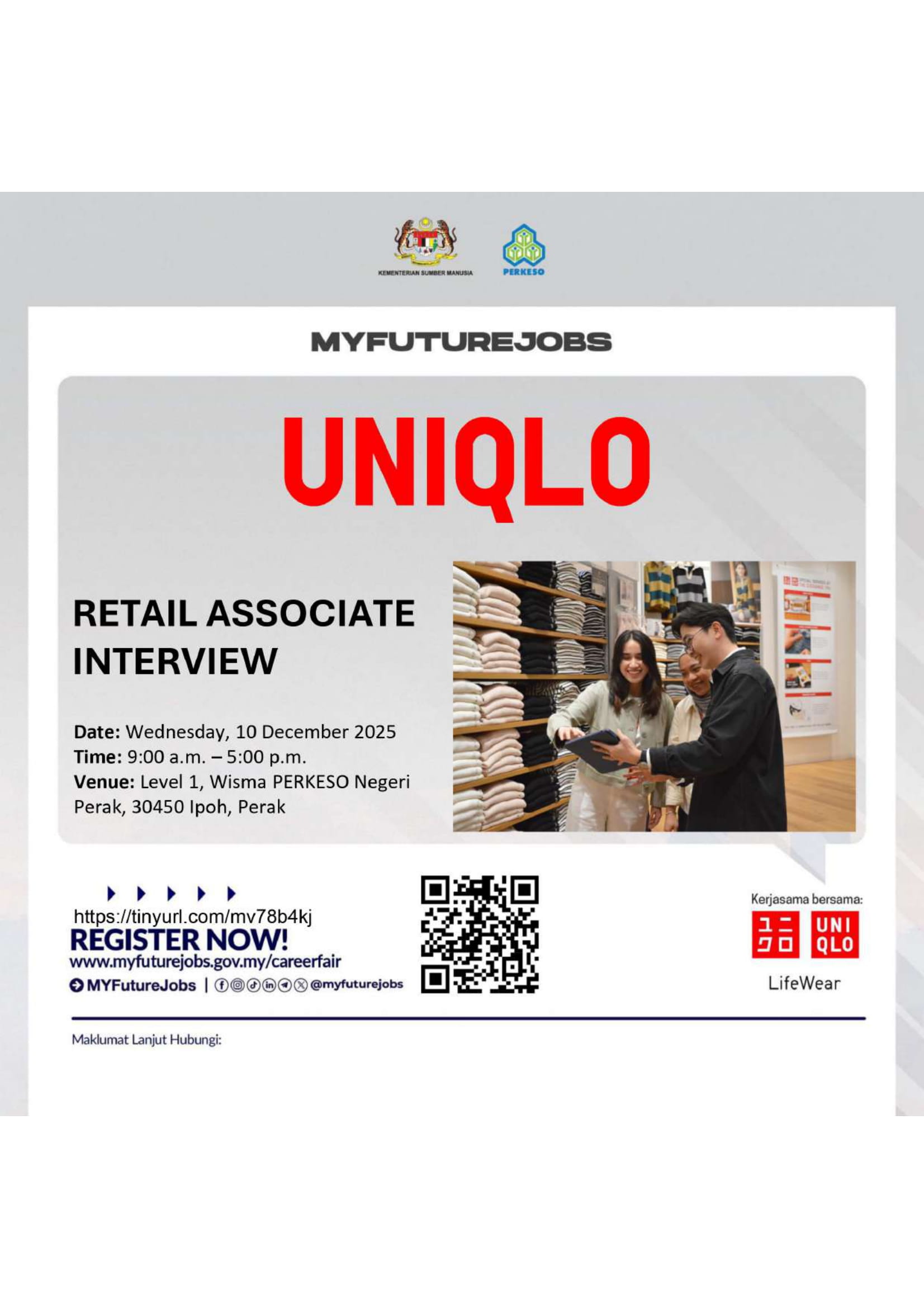 TEMU DUGA BERSAMA MAJIKAN UNIQLO DI LEVEL 1, WISMA PERKESO PERAK