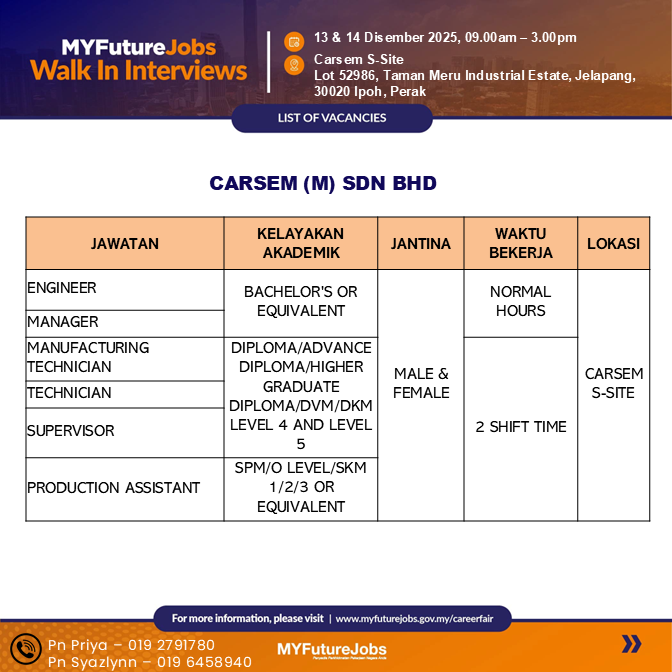 MYFUTUREJOBS WALK IN INTERVIEW ANJURAN PEJABAT PERKESO NEGERI PERAK