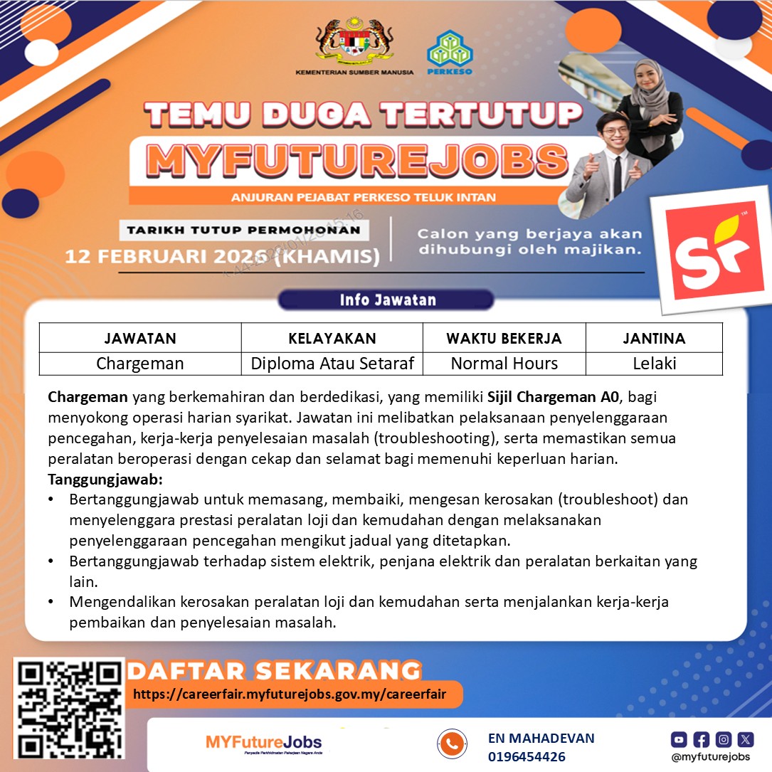 TEMUDUGA MYFUTUREJOBS TERTUTUP@ CM MYFUTUREJOBS WALK IN INTERVIEW – TELUK INTAN
