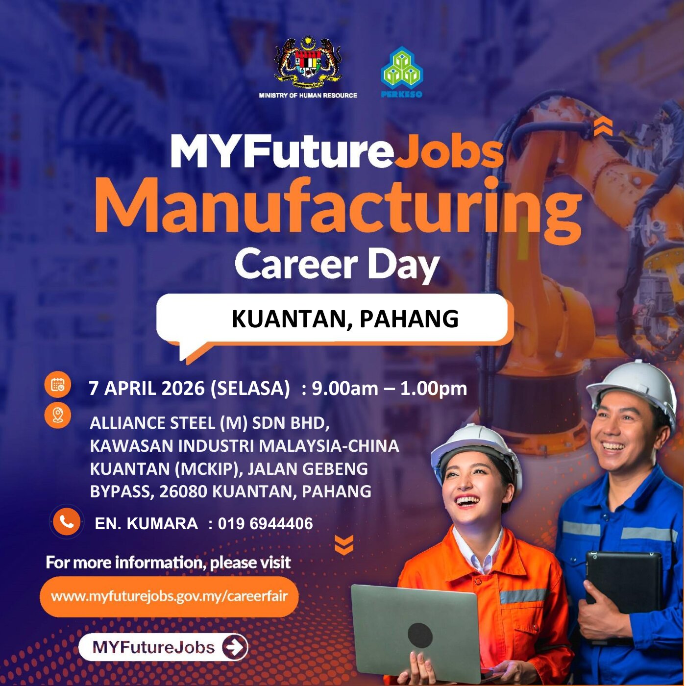 JEMPUTAN HADIR KE TEMU DUGA TERBUKA MYFUTUREJOBS MANUFACTURING CAREER DAY BERSAMA ALLIANCE STEEL (M) SDN BHD