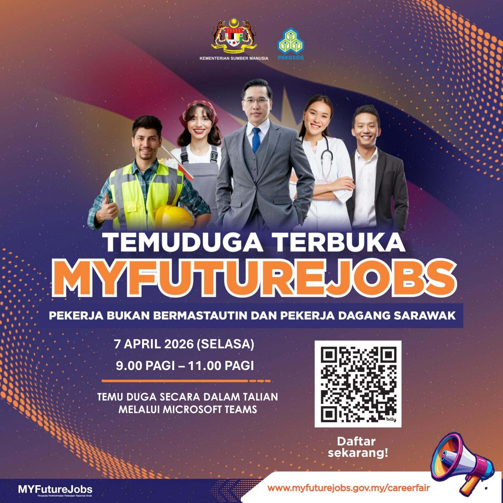 TEMU DUGA TERBUKA MINGGUAN MYFUTUREJOBS PBPPD ANJURAN UNIT PERKHIDMATAN PEKERJAAN PEJABAT PERKESO SARIKEI
