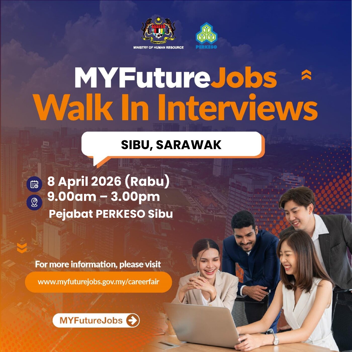 PROGRAM TEMU DUGA TERBUKA “MYFUTUREJOBS INTERVIEW INDUSTRY DAY” ANJURAN PEJABAT PERKESO SIBU