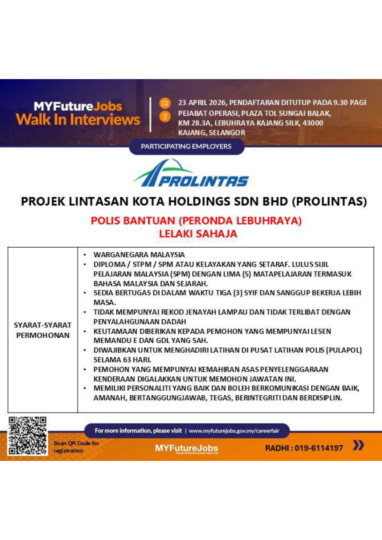 TEMUDUGA TERBUKA (WALK-IN INTERVIEW) PROLINTAS