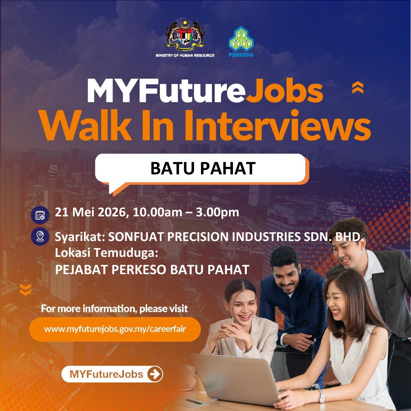 WALK IN INTERVIEW MYFUTUREJOBS BERSAMA SONFUAT PRECISION INDUSTRIES SDN. BHD.