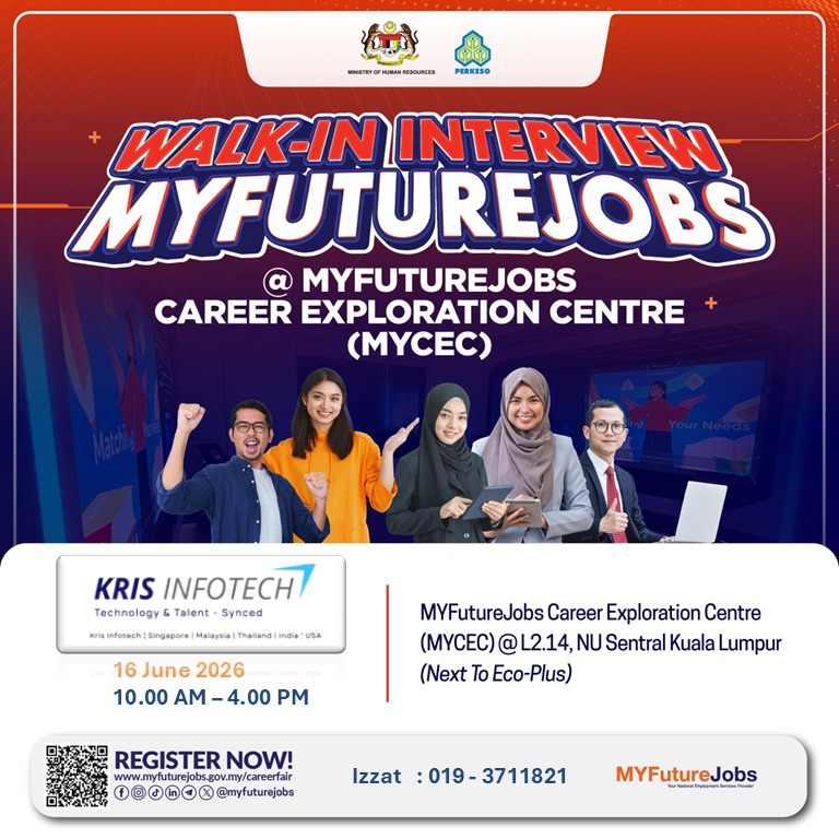 WALK-IN INTERVIEW MYFUTUREJOBS WITH KRIS INFOTECH SDN BHD