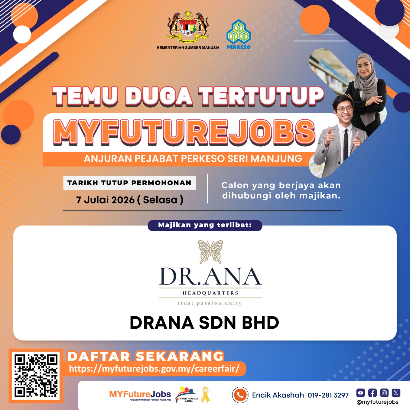 HEBAHAN JAWATAN KOSONG MYFutureJobs Anjuran Pejabat PERKESO Seri Manjung
