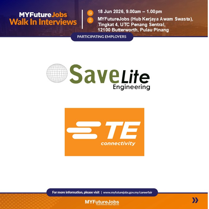 TEMU DUGA TERBUKA MYFUTUREJOBS BERSAMA MAJIKAN TE CONNECTIVITY OPERATIONS SDN BHD DAN SAVELITE ENGINEERING SDN. BHD. ANJURAN PEJABAT PERKESO PULAU PINANG