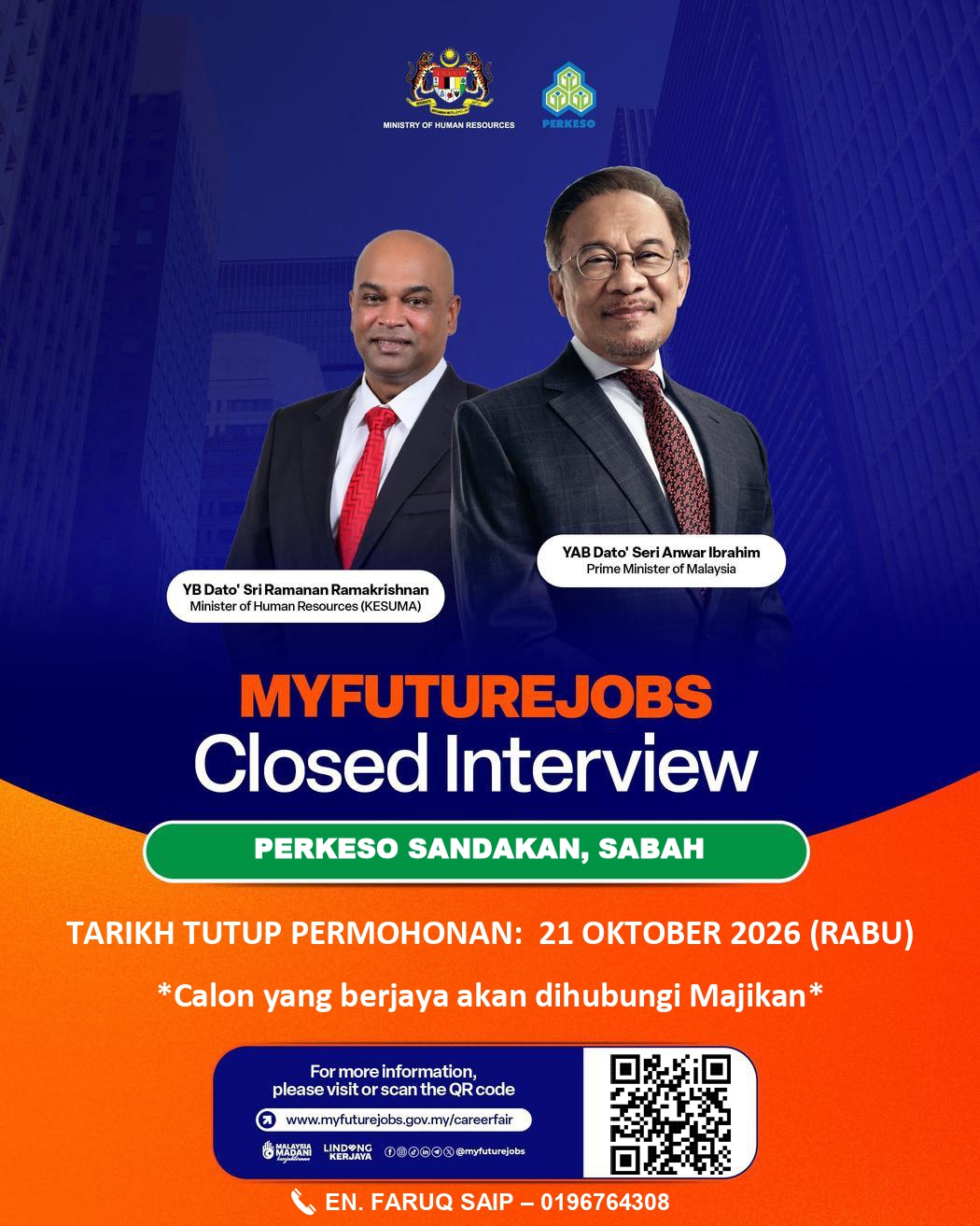 MAKLUMAN TEMUDUGA TERTUTUP MYFUTUREJOBS ANJURAN PERKESO SANDAKAN BERSAMA SYARIKAT BGP GEOPHYSICAL MALAYSIA SDN BHD