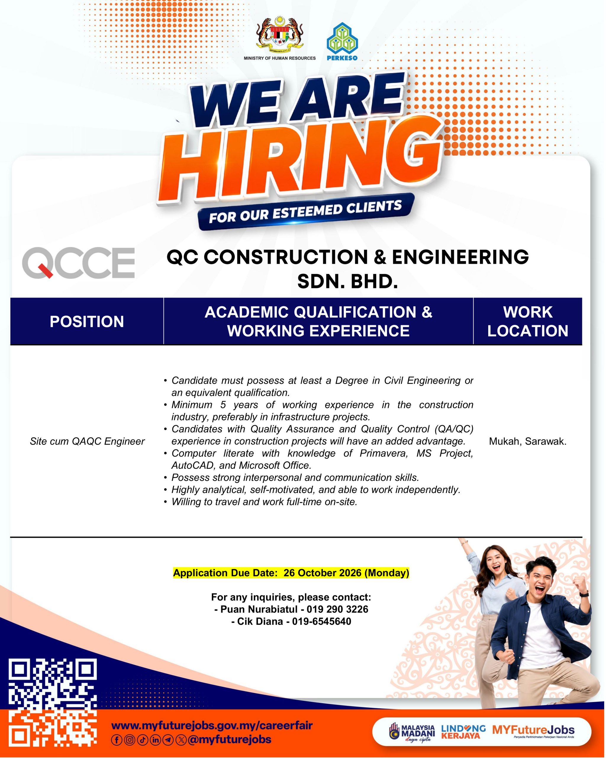 HEBAHAN KEKOSONGAN JAWATAN MYFUTUREJOBS MAJIKAN QC CONSTRUCTION & ENGINEERING SDN. BHD.