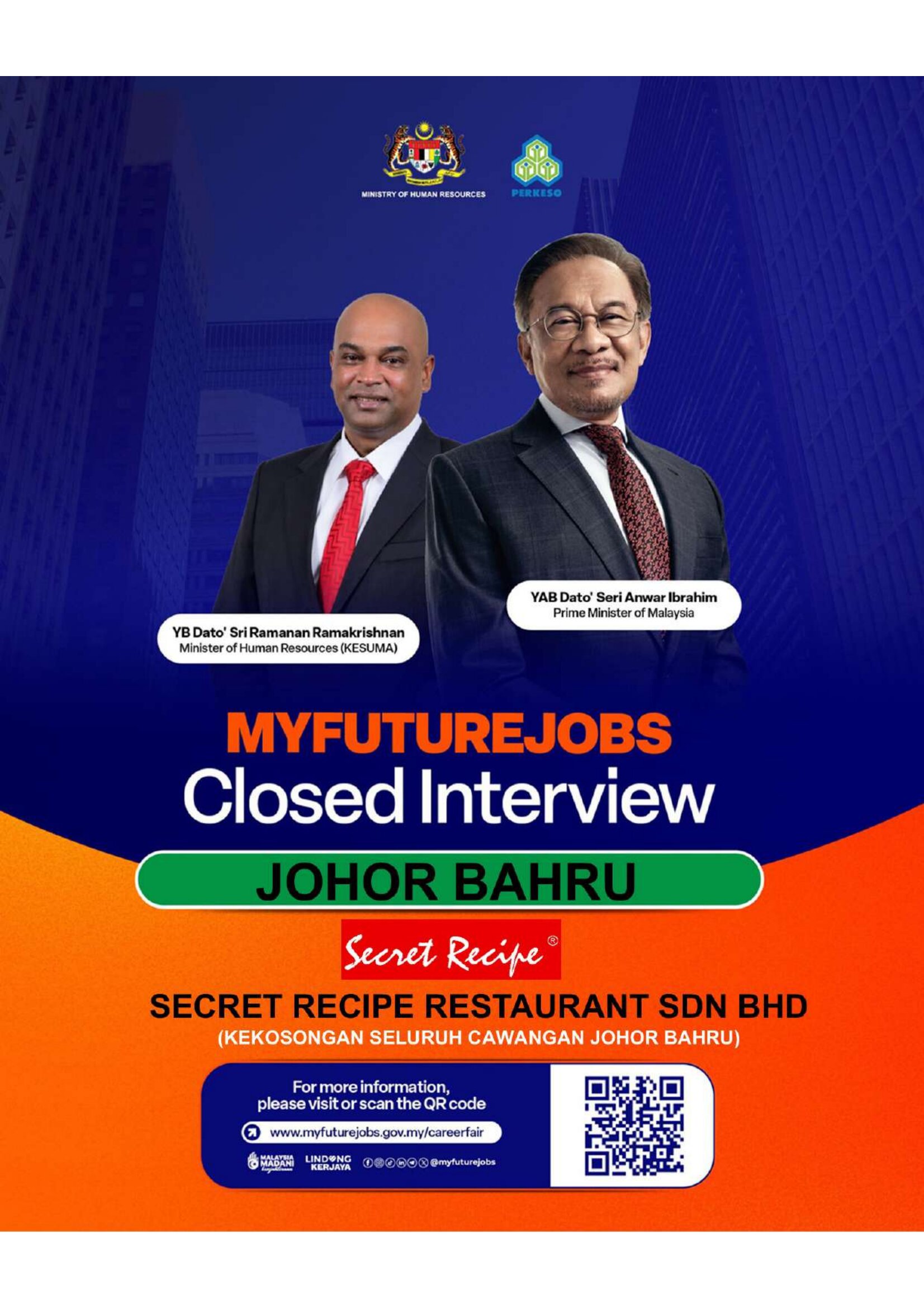 CLOSED INTERVIEW – SECRET RECIPE RESTAURANT SDN BHD (SELURUH CAWANGAN JOHOR BAHRU)