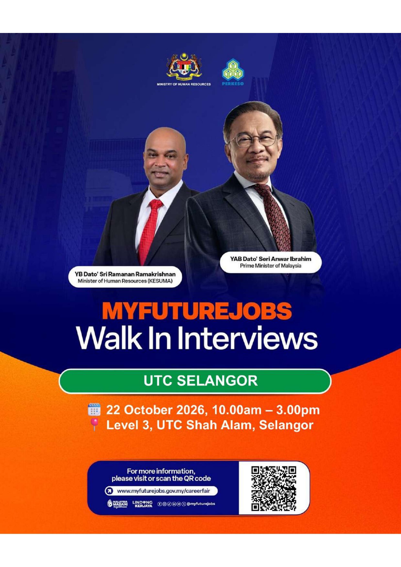 WALK-IN INTERVIEW MYFUTUREJOBS @ UTC SELANGOR