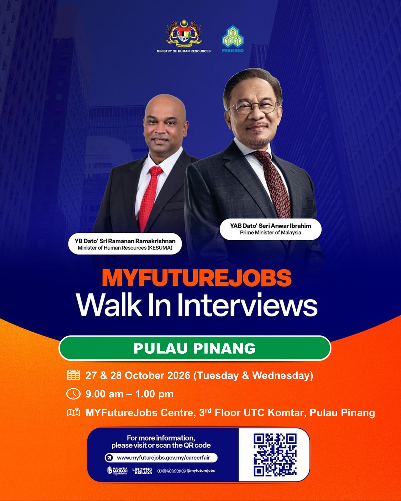 MYFUTUREJOBS WALK IN INTERVIEW ANJURAN PEJABAT PERKESO PULAU PINANG